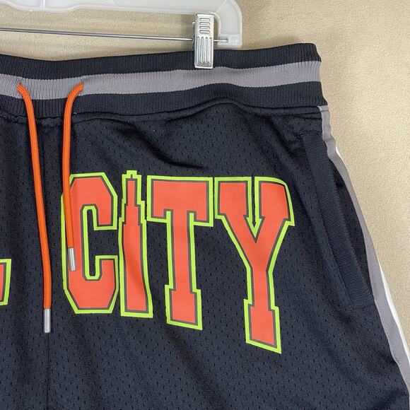 All City by Just‎ Don Short Mens XL Black Mesh Basketball Elastic Waist Lined - Picture 3 of 14